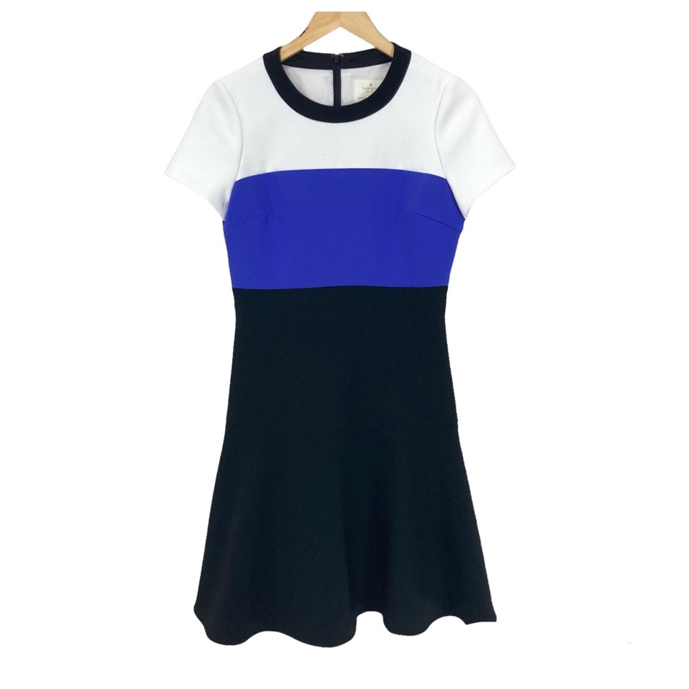 Kate Spade Colorblock Dress Crepe Flip Short Sleeve‎ Blue Black Women’s Sz 6
